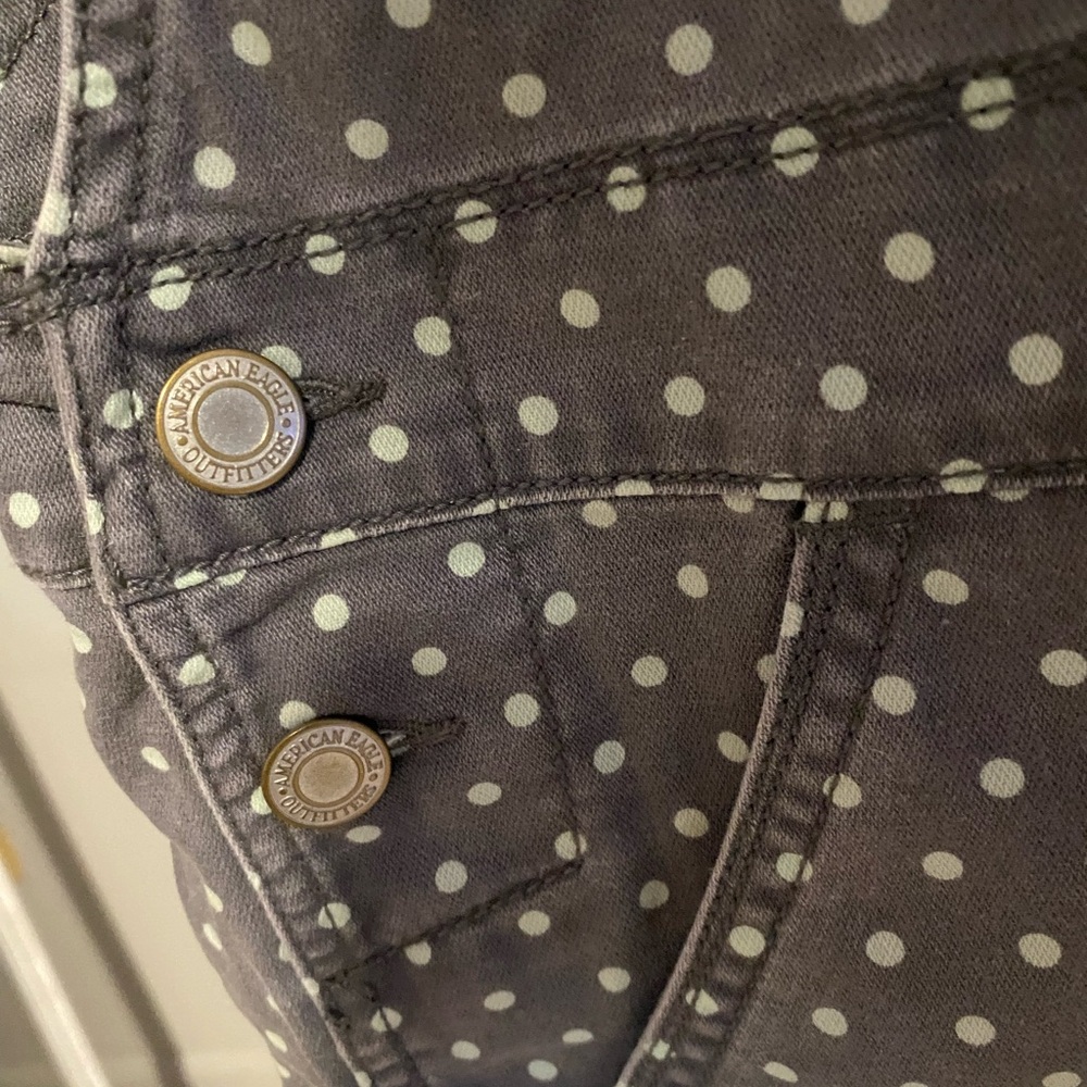 American Eagle Outfitters Gray Polka Dot Overalls - Picture 2 of 7